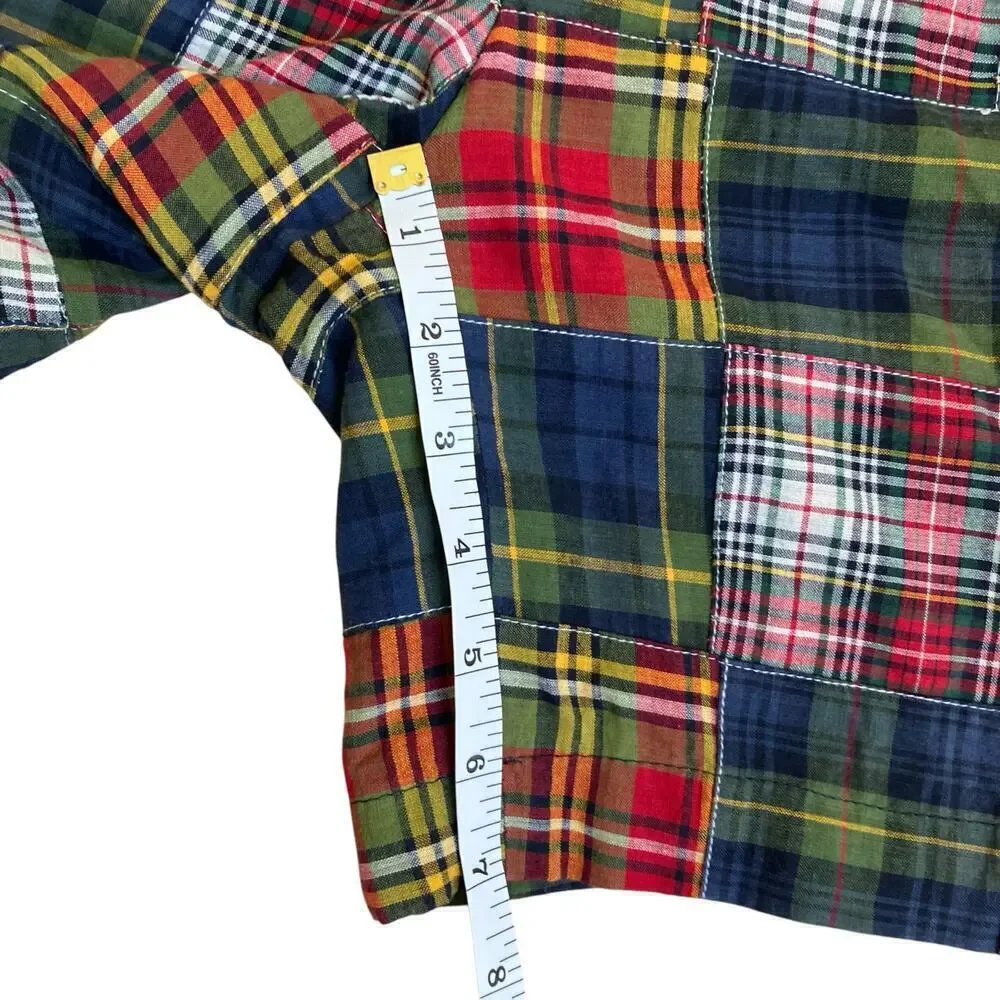 Berle Vintage Cotton Madras Plaid Pleated Front Chino Shorts Preppy Sz 34